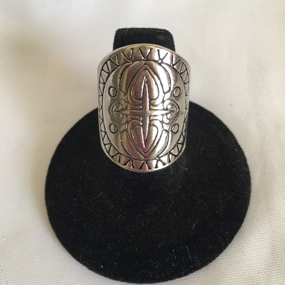 Stainless Steel Embossed Ring Size 8